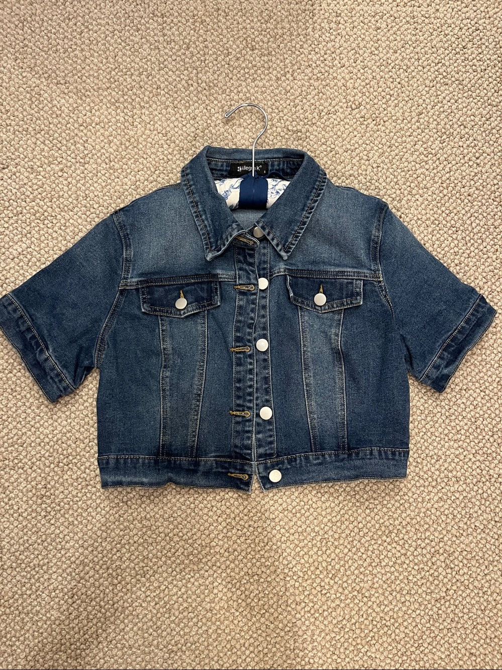Allegra K Denim Short Sleeve Jacket - Picture 2 of 9